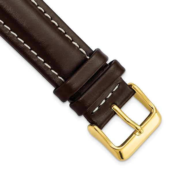 20mm Dark Brown Oil-tanned Leather Gold-tone Buckle Watch Band