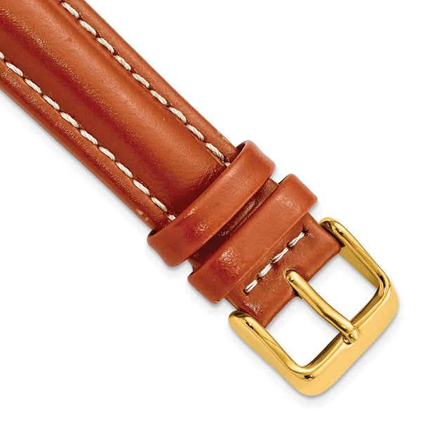 18mm Light Brown/Saddle Oil-tanned Leather Gold-tone Buckle Watch Band