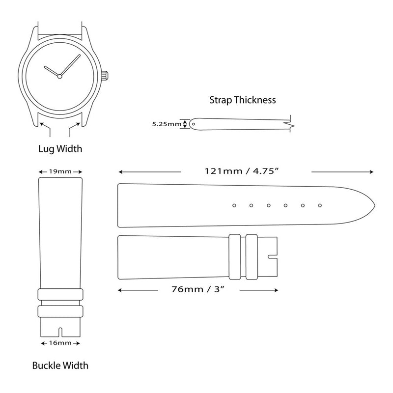 DeBeer 19mm Saddle Brown Oil-tanned Leather with White Stitching and Gold-tone Buckle 7.5 inch Watch Band