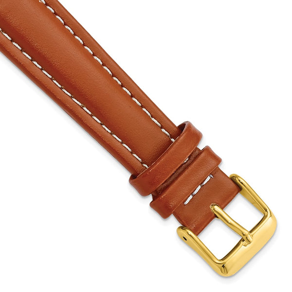 19mm Light Brown/Saddle Oil-tanned Leather Gold-tone Buckle Watch Band