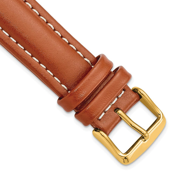 20mm Light Brown/Saddle Oil-tanned Leather Gold-tone Buckle Watch Band