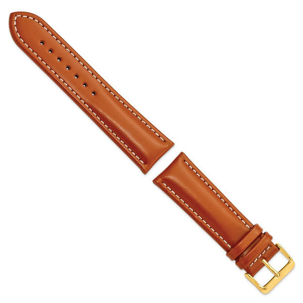 24mm Light Brown/Saddle Oil-tanned Leather Gold-tone Buckle Watch Band