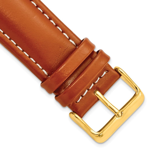 24mm Light Brown/Saddle Oil-tanned Leather Gold-tone Buckle Watch Band