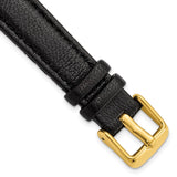 14mm Black Glove Leather Gold-tone Buckle Watch Band