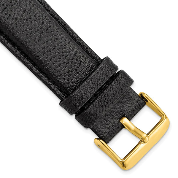 24mm Black Glove Leather Gold-tone Buckle Watch Band