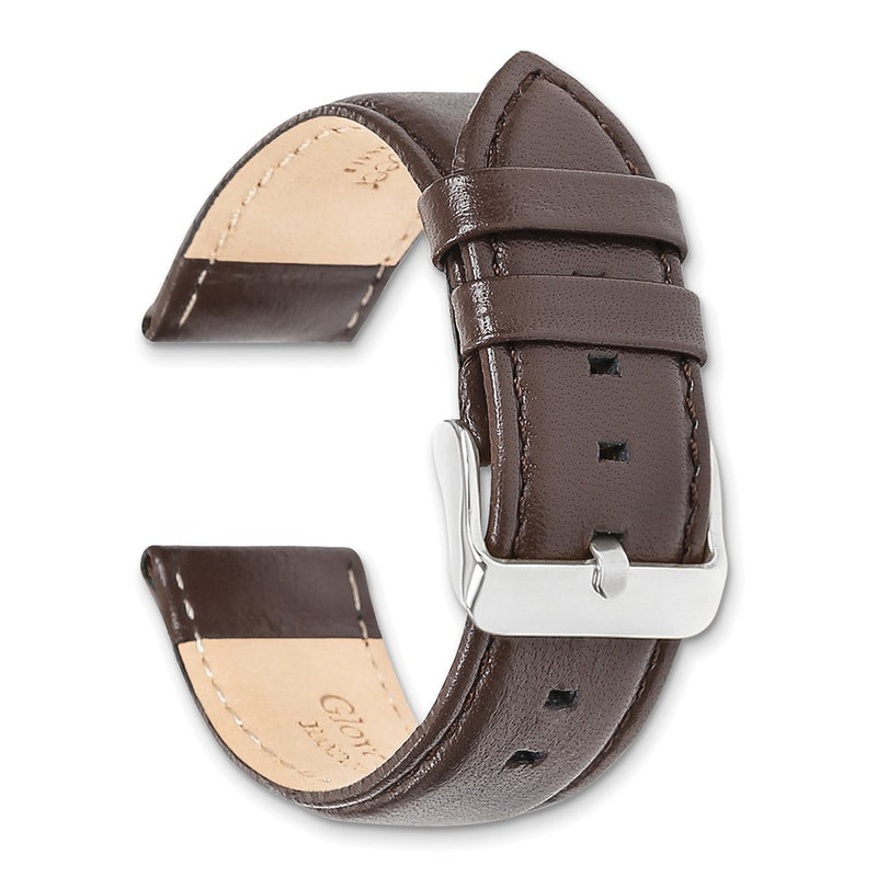 24mm Dark Brown Glove Leather Gold-tone Buckle Watch Band