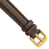 14mm Dark Brown Glove Leather Gold-tone Buckle Watch Band