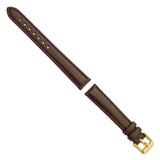 DeBeer 16mm Dark Brown Glove Leather with Gold-tone Panerai Style Buckle 7.75 inch Watch Band