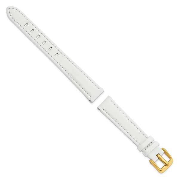 14mm White Glove Leather Gold-tone Buckle Watch Band