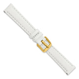 14mm White Glove Leather Gold-tone Buckle Watch Band