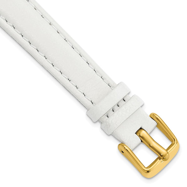 14mm White Glove Leather Gold-tone Buckle Watch Band