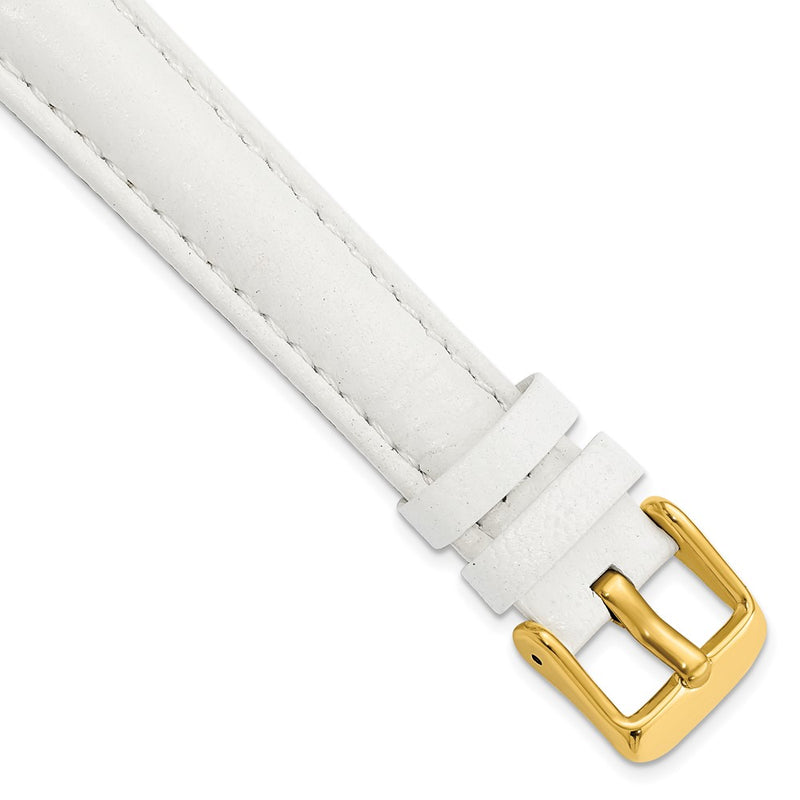 16mm White Glove Leather Gold-tone Buckle Watch Band