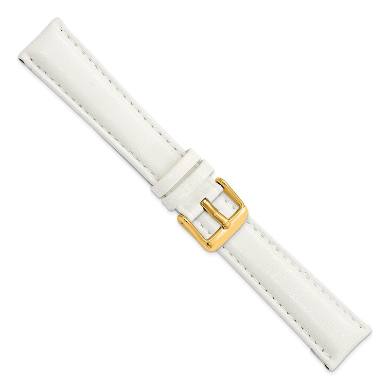 DeBeer 19mm White Glove Leather with Gold-tone Panerai Style Buckle 7.75 inch Watch Band