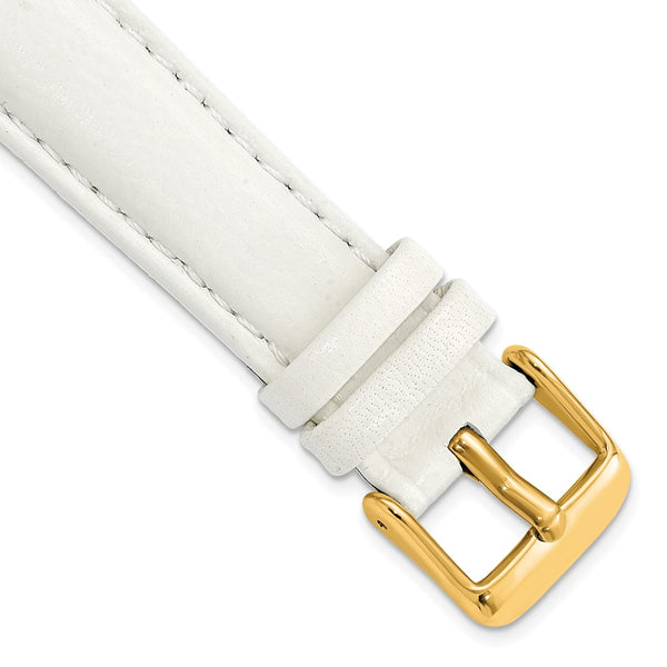 19mm White Glove Leather Gold-tone Buckle Watch Band