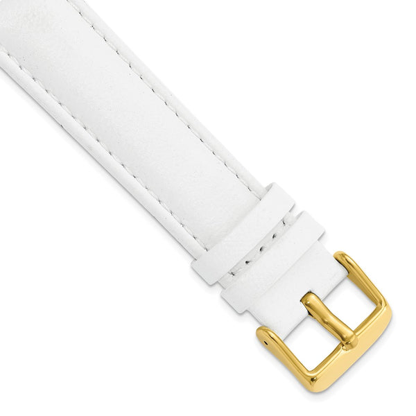 20mm White Glove Leather Gold-tone Buckle Watch Band