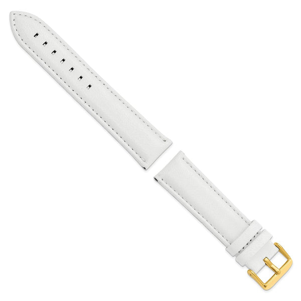 22mm White Glove Leather Gold-tone Buckle Watch Band