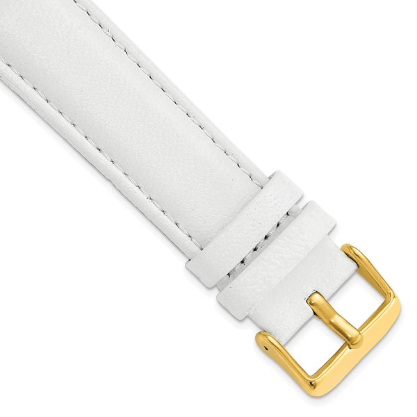 22mm White Glove Leather Gold-tone Buckle Watch Band