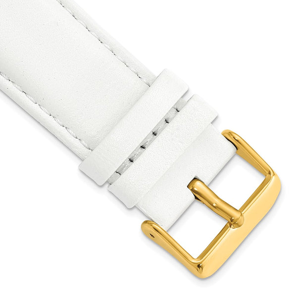 24mm White Glove Leather Gold-tone Buckle Watch Band