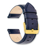 DeBeer 19mm Navy Glove Leather with Gold-tone Panerai Style Buckle 7.75 inch Watch Band