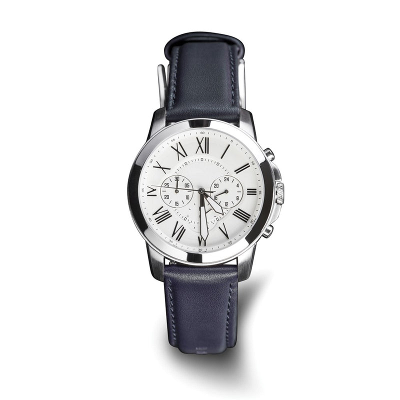 DeBeer 19mm Navy Glove Leather with Gold-tone Panerai Style Buckle 7.75 inch Watch Band