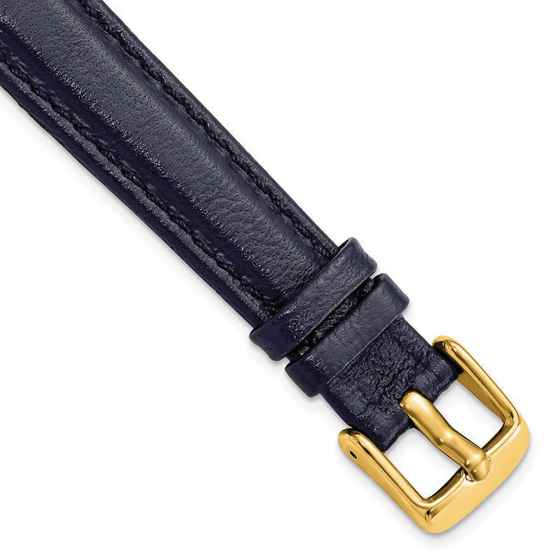 14mm Navy Glove Leather Gold-tone Buckle Watch Band