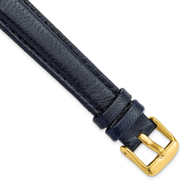 16mm Navy Glove Leather Gold-tone Buckle Watch Band