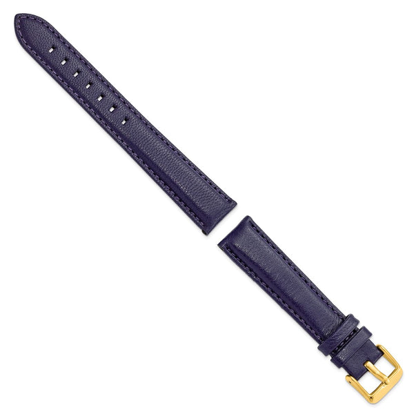 18mm Navy Glove Leather Gold-tone Buckle Watch Band