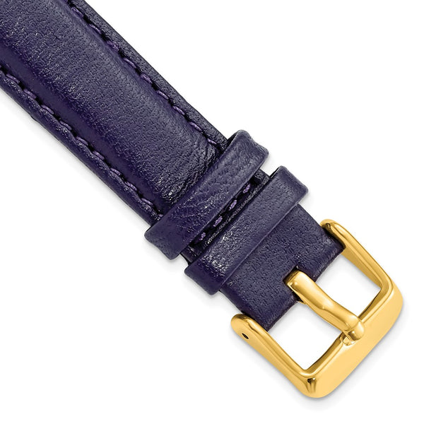 18mm Navy Glove Leather Gold-tone Buckle Watch Band