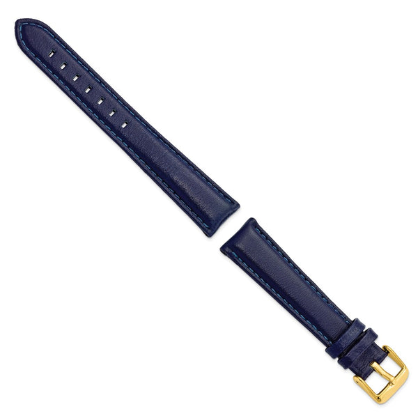 19mm Navy Glove Leather Gold-tone Buckle Watch Band