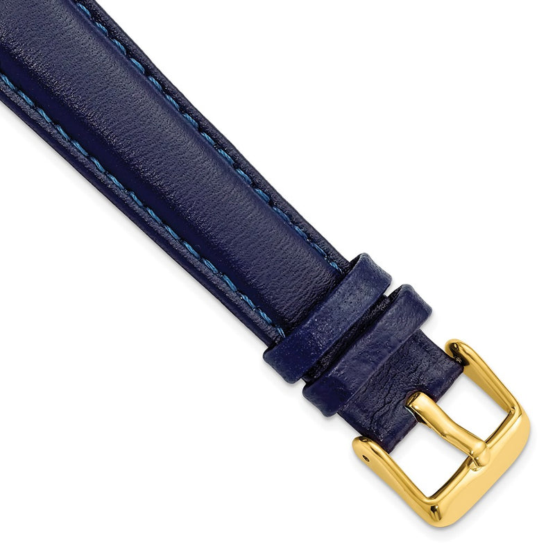 DeBeer 19mm Navy Glove Leather with Gold-tone Panerai Style Buckle 7.75 inch Watch Band