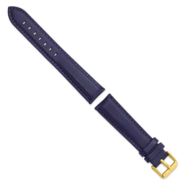 20mm Navy Glove Leather Gold-tone Buckle Watch Band