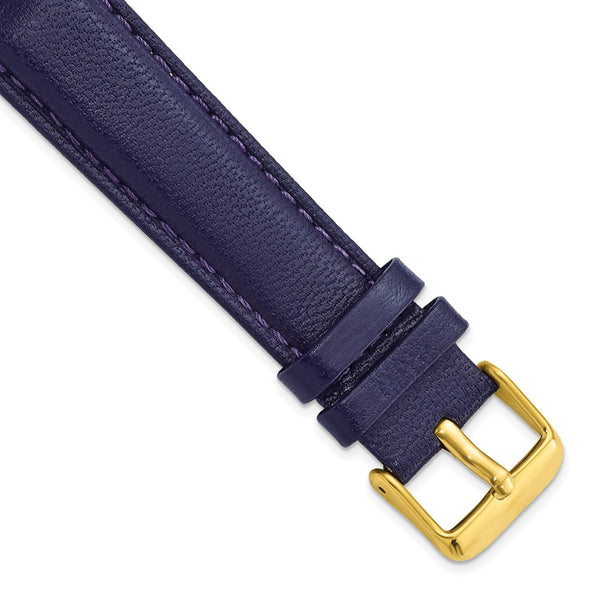 20mm Navy Glove Leather Gold-tone Buckle Watch Band