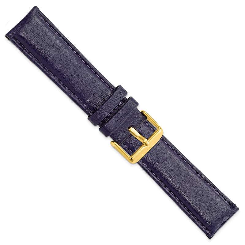 DeBeer 22mm Navy Glove Leather with Gold-tone Panerai Style Buckle 7.75 inch Watch Band