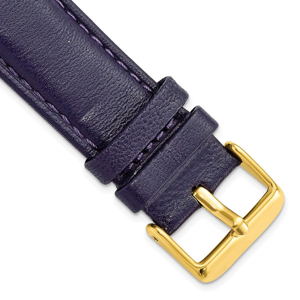 22mm Navy Glove Leather Gold-tone Buckle Watch Band