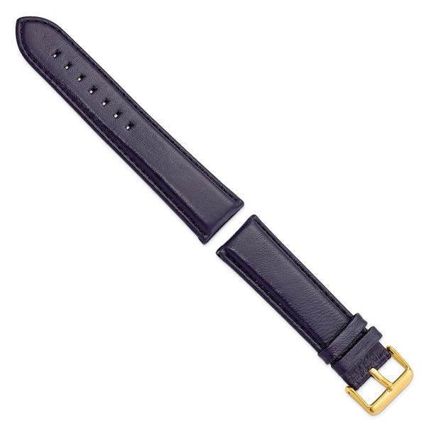 24mm Navy Glove Leather Gold-tone Buckle Watch Band