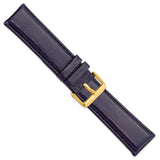 24mm Navy Glove Leather Gold-tone Buckle Watch Band