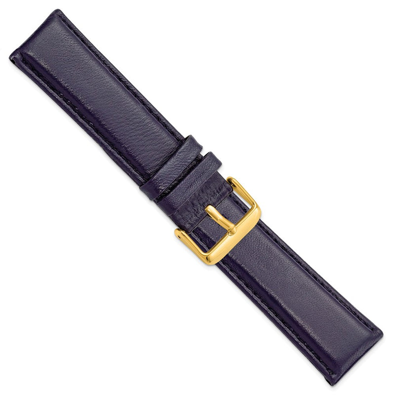 24mm Navy Glove Leather Gold-tone Buckle Watch Band