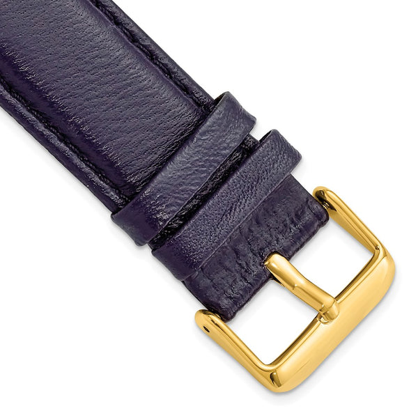 24mm Navy Glove Leather Gold-tone Buckle Watch Band