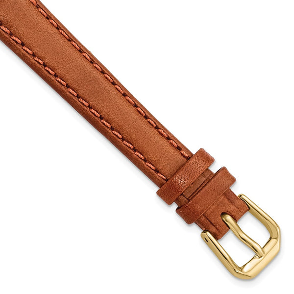 DeBeer 10mm Havana Italian Leather with Gold-tone Buckle 6.75 inch Watch Band