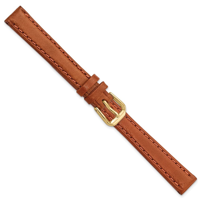 12mm Light Brown/Havana Italian Leather Gold-tone Buckle Watch Band