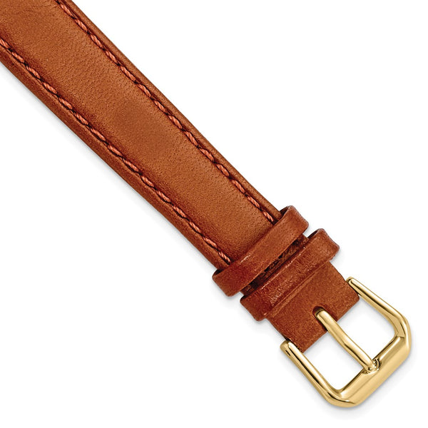 14mm Light Brown/Havana Italian Leather Gold-tone Buckle Watch Band