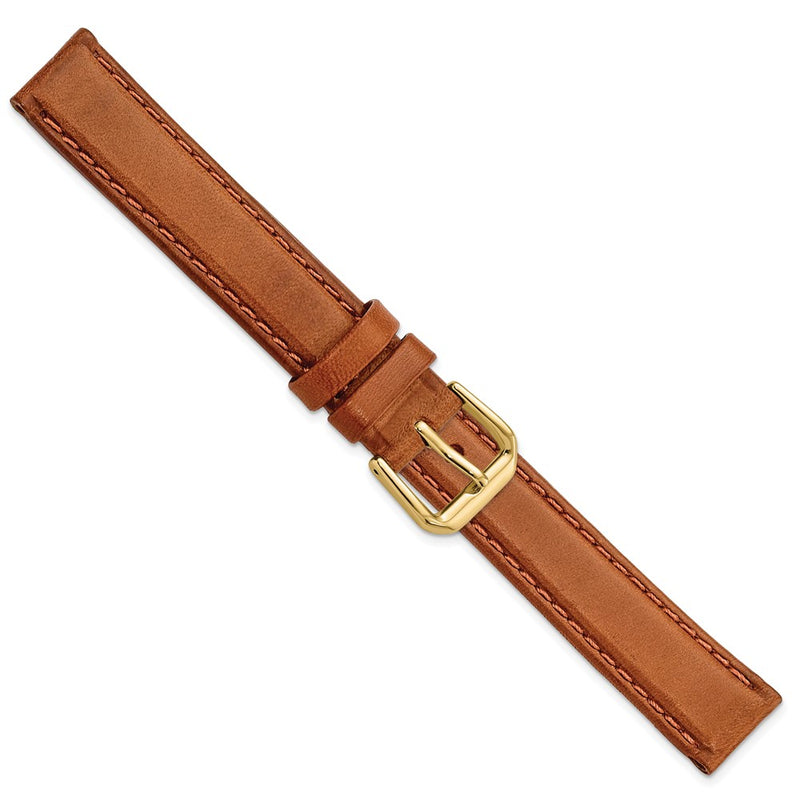 DeBeer 15mm Havana Italian Leather with Gold-tone Buckle 7.5 inch Watch Band