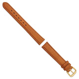 16mm Light Brown/Havana Italian Leather Gold-tone Buckle Watch Band