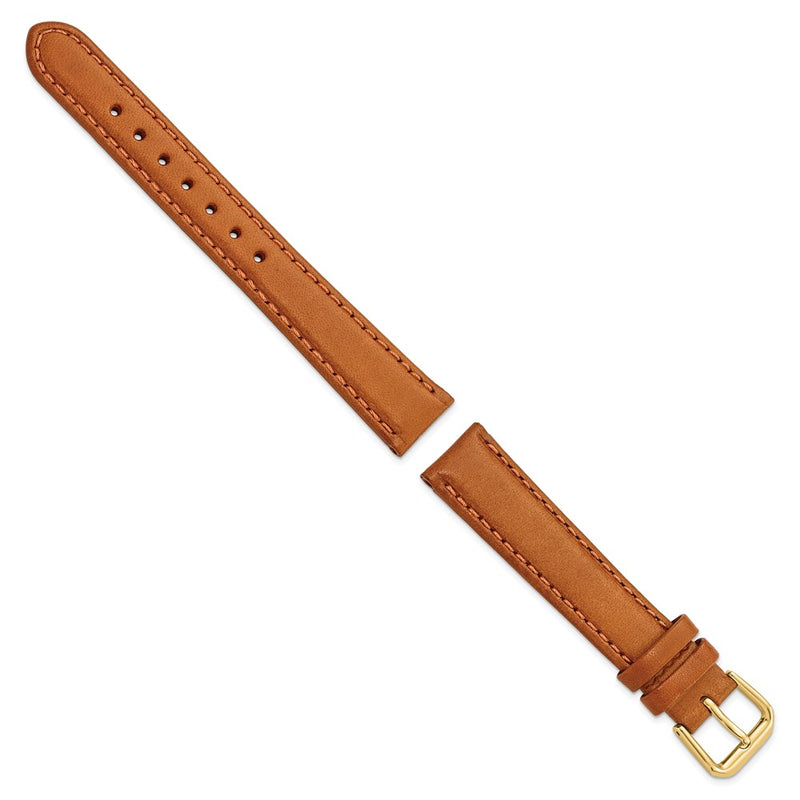 16mm Light Brown/Havana Italian Leather Gold-tone Buckle Watch Band