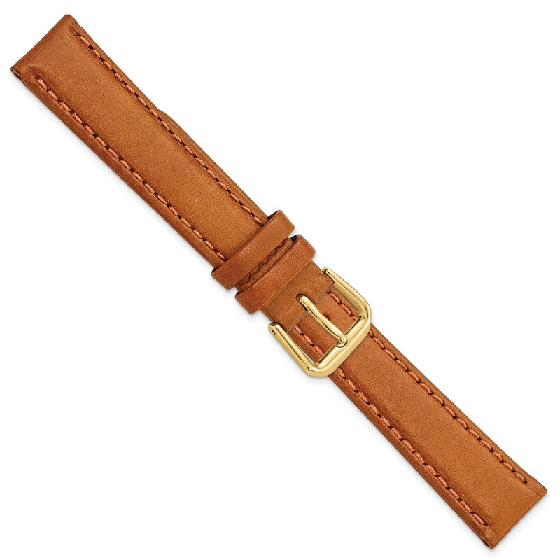 DeBeer 16mm Havana Italian Leather with Gold-tone Buckle 7.5 inch Watch Band