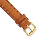 16mm Light Brown/Havana Italian Leather Gold-tone Buckle Watch Band