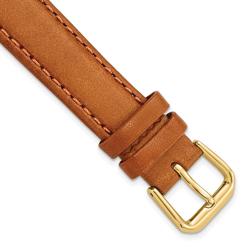 16mm Light Brown/Havana Italian Leather Gold-tone Buckle Watch Band