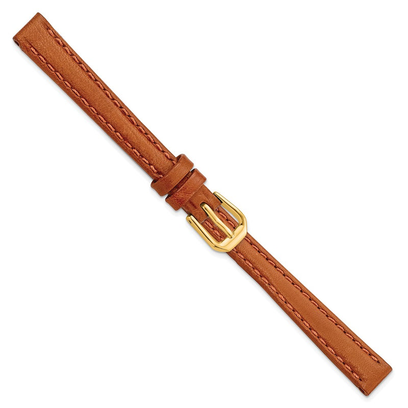 DeBeer 17mm Havana Italian Leather with Gold-tone Buckle 7.5 inch Watch Band