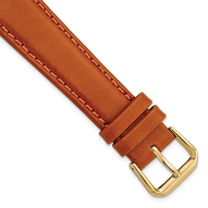 19mm Light Brown/Havana Italian Leather Gold-tone Buckle Watch Band