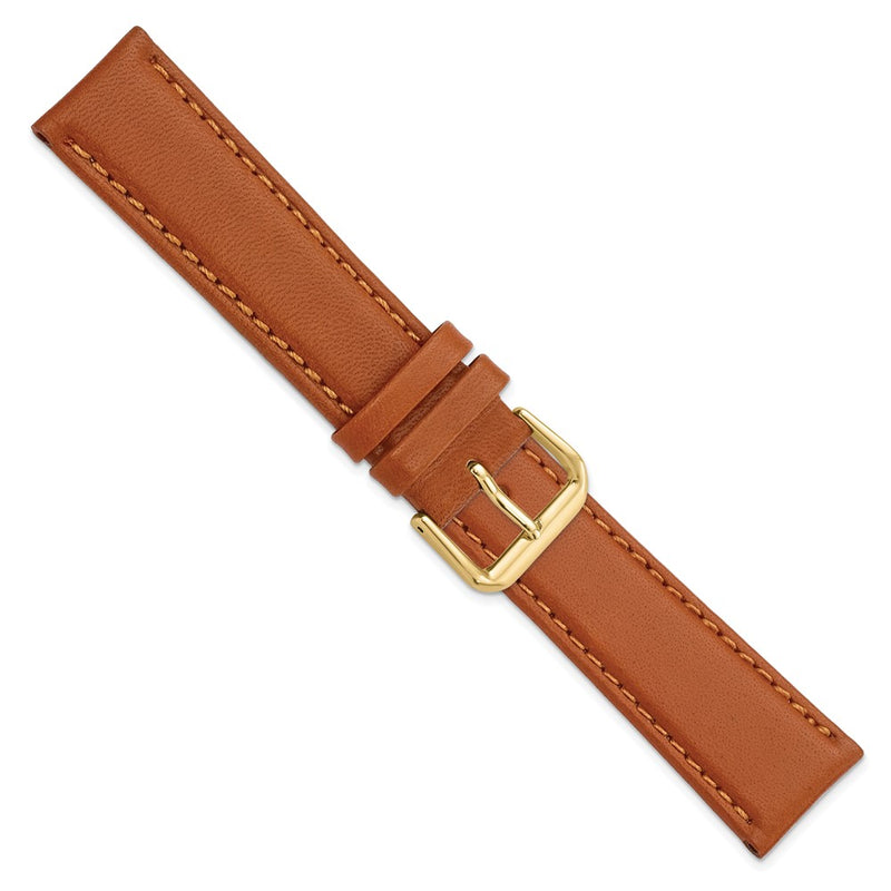 20mm Light Brown/Havana Italian Leather Gold-tone Buckle Watch Band